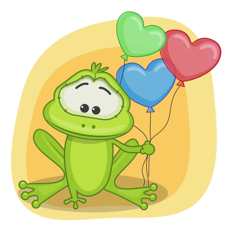 创意矢量拿气球的青蛙插图设计