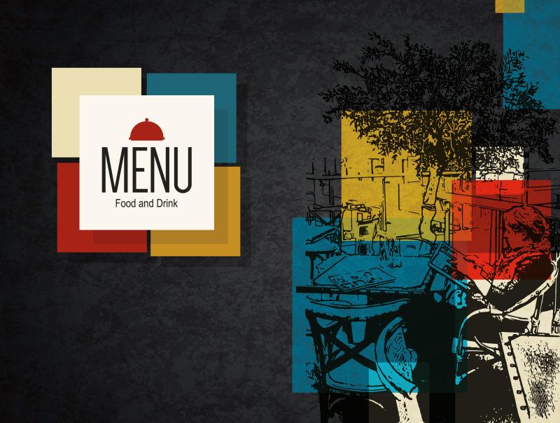 抽象矢量现代时尚彩色餐厅菜单设计