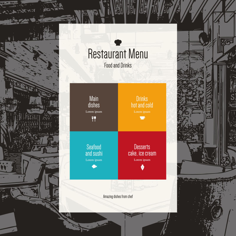 矢量现代餐厅菜单创意平面设计