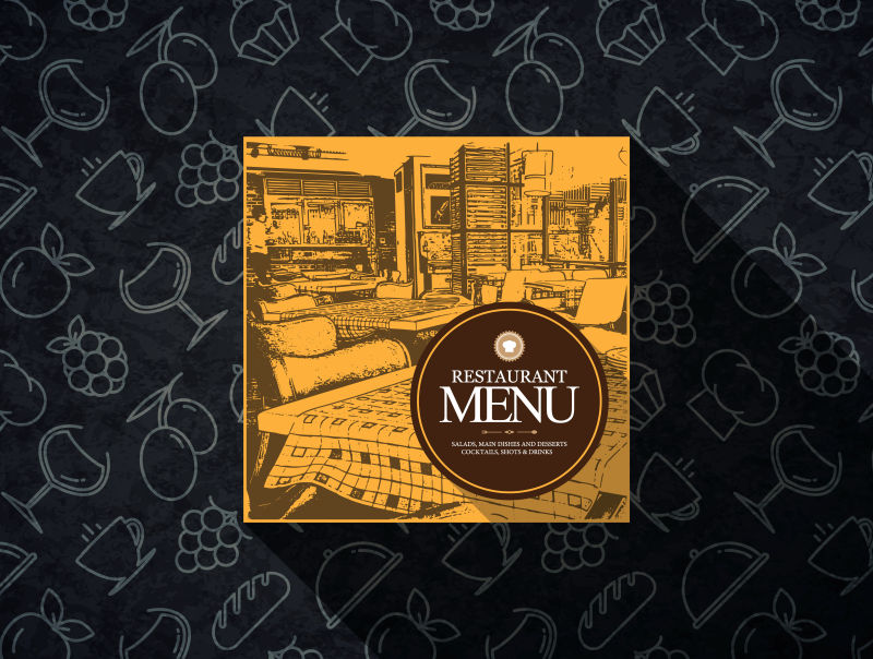 创意矢量餐厅元素装饰的菜单设计