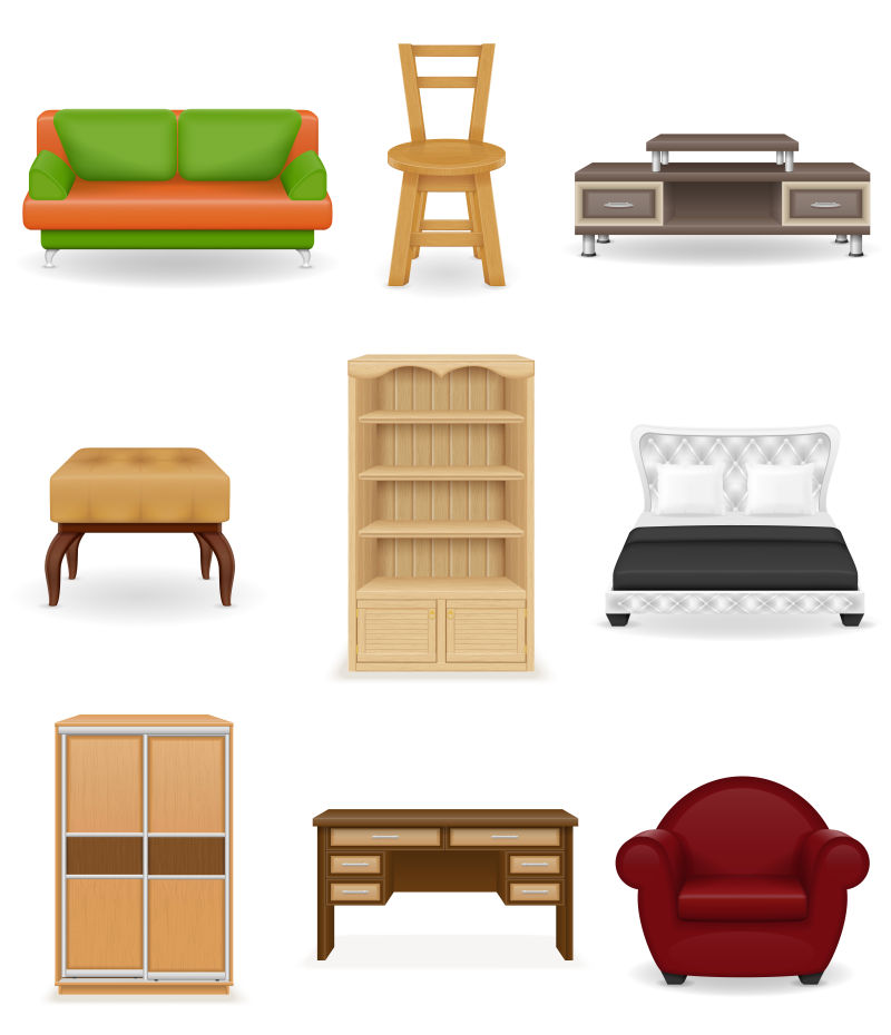 抽象矢量现代家具设计插图
