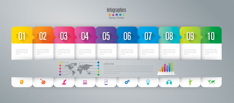 矢量抽象现代彩色商业信息图表创意平面设计
