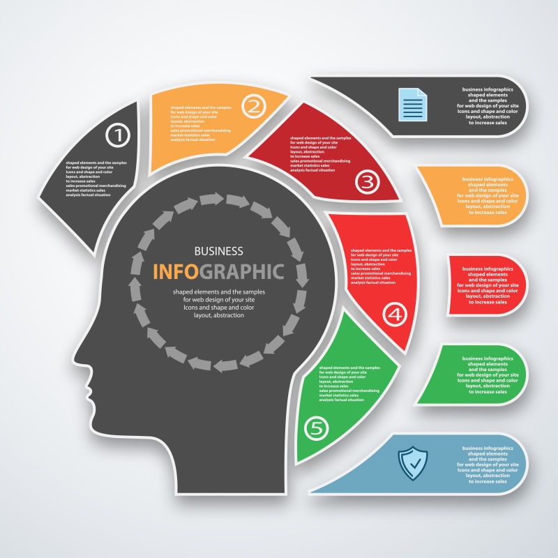 抽象矢量现代人脑信息图表设计