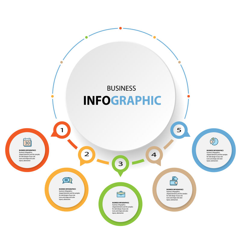 矢量彩色抽象圆形信息图表设计