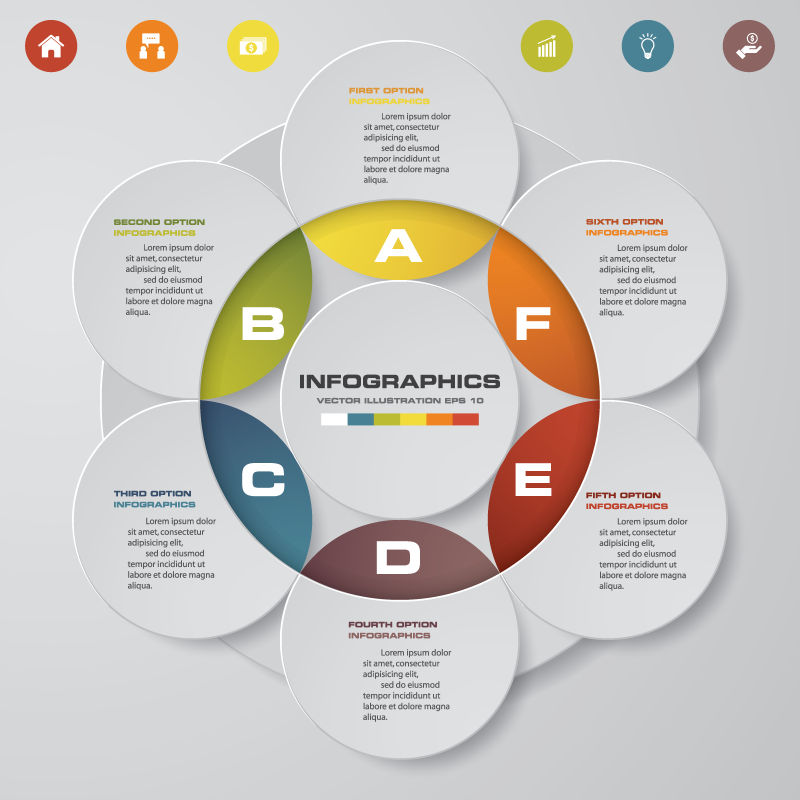 创意矢量现代彩色圆形元素的信息图表设计