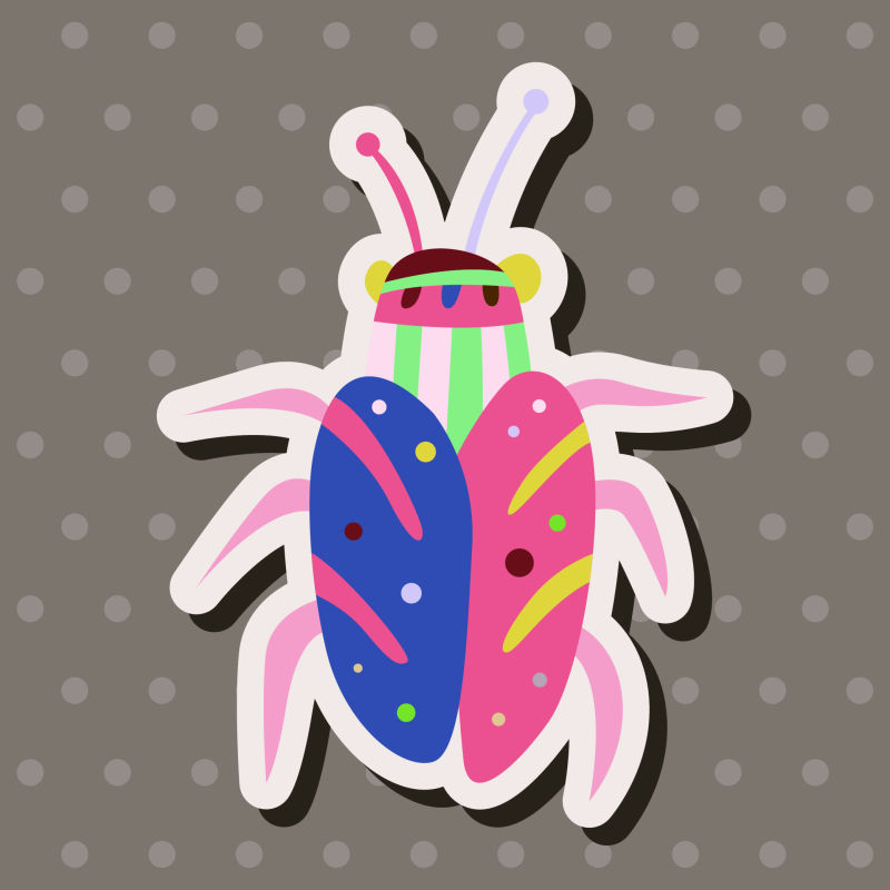 创意矢量现代彩色艺术甲虫平面插图