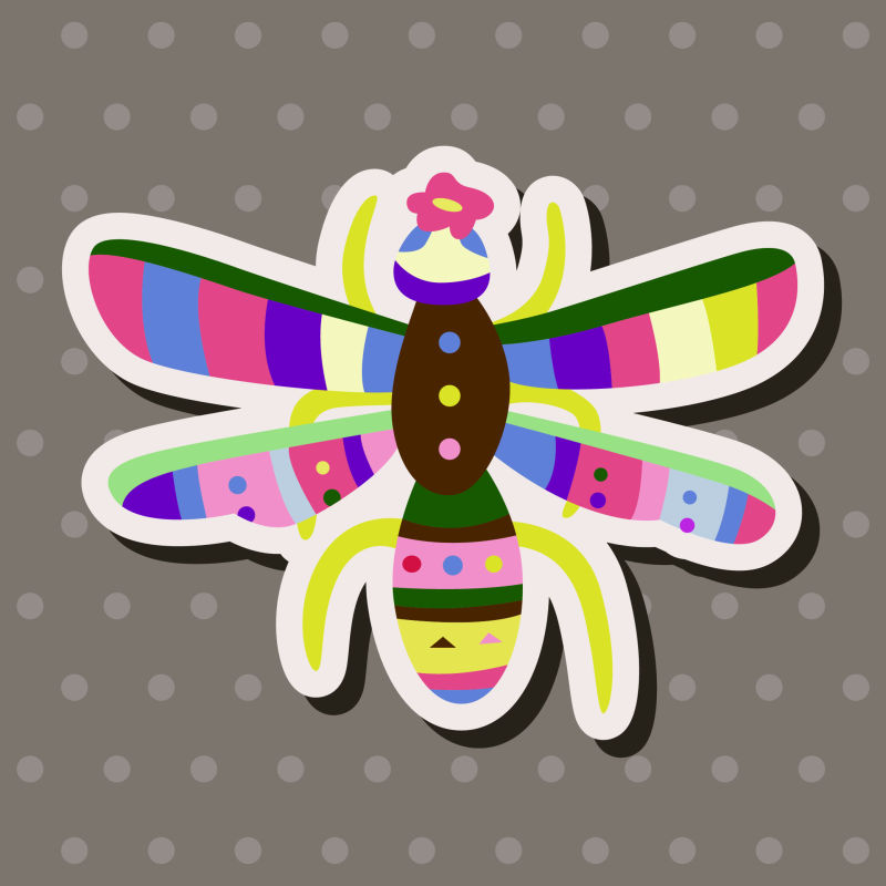 创意矢量彩色昆虫插图设计