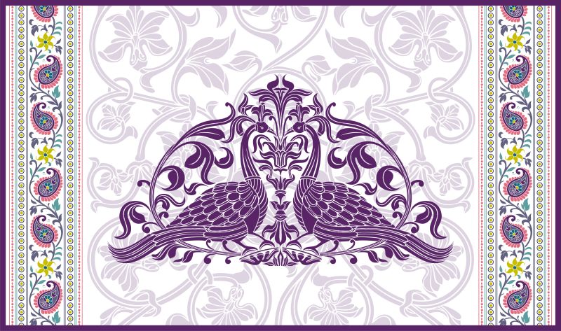 创意矢量现代紫色装饰风格的孔雀插图设计