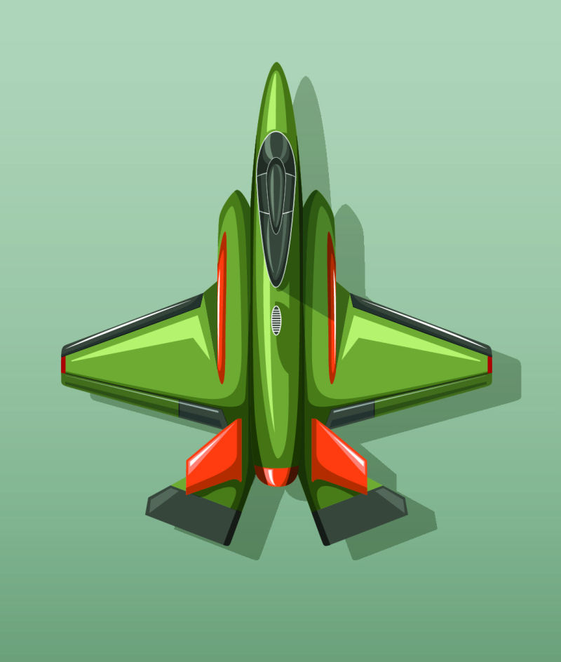 抽象矢量现代绿色军用飞机插图设计
