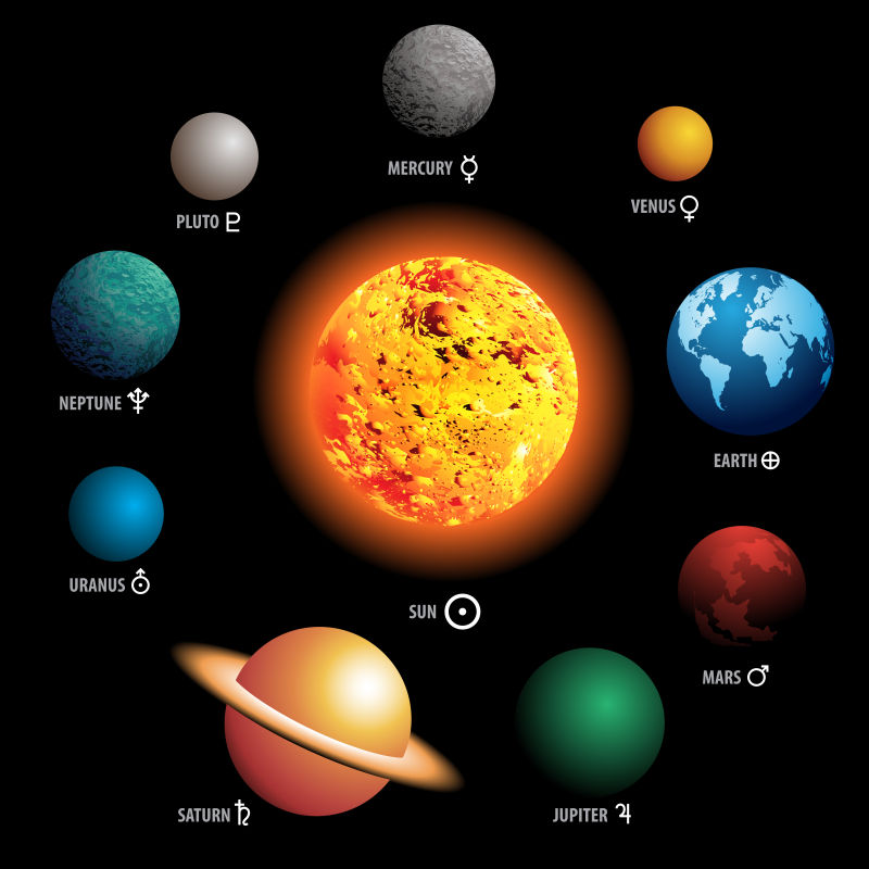 创意矢量太阳系行星插图设计