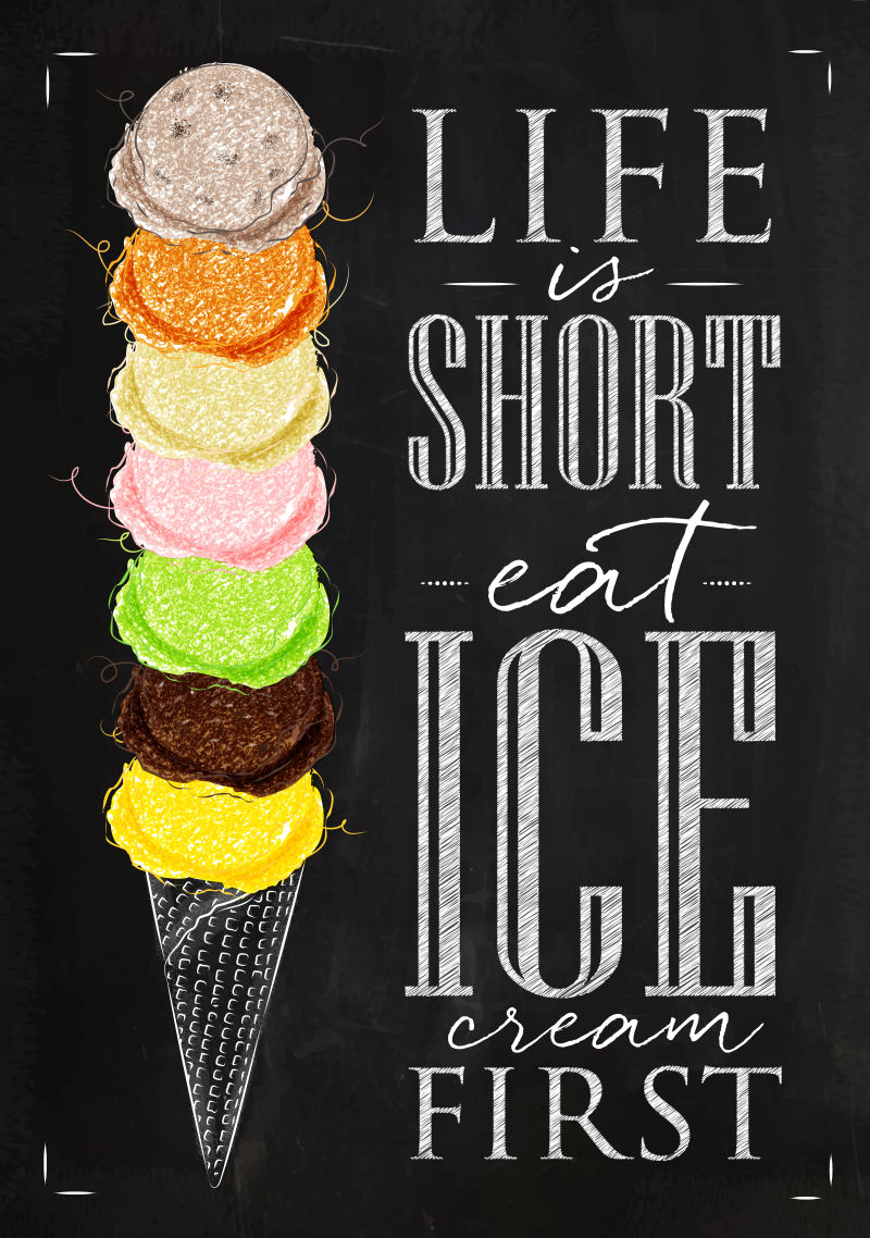 矢量手绘冰淇淋海报