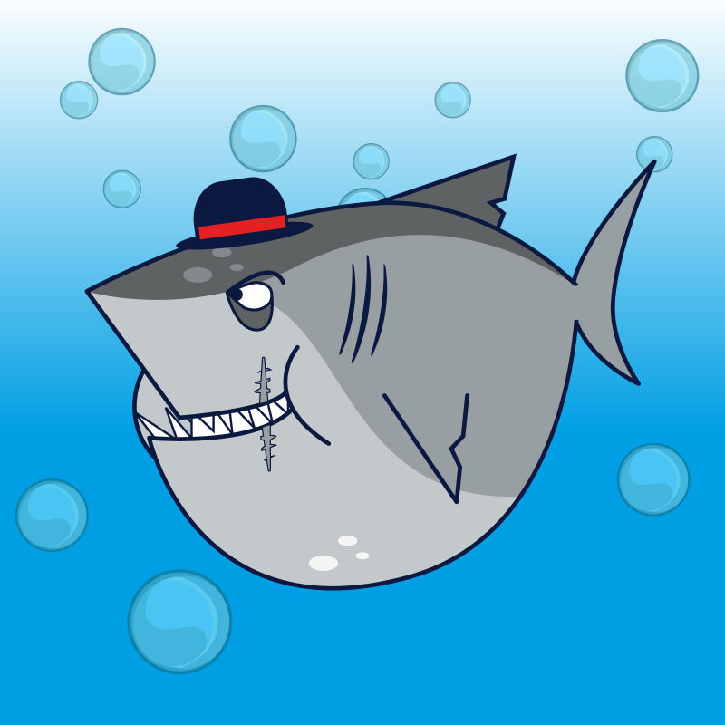 创意矢量胖胖的鲨鱼插图设计