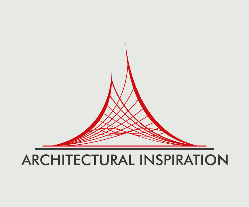 抽象矢量现代红色线性风格的建筑标志设计
