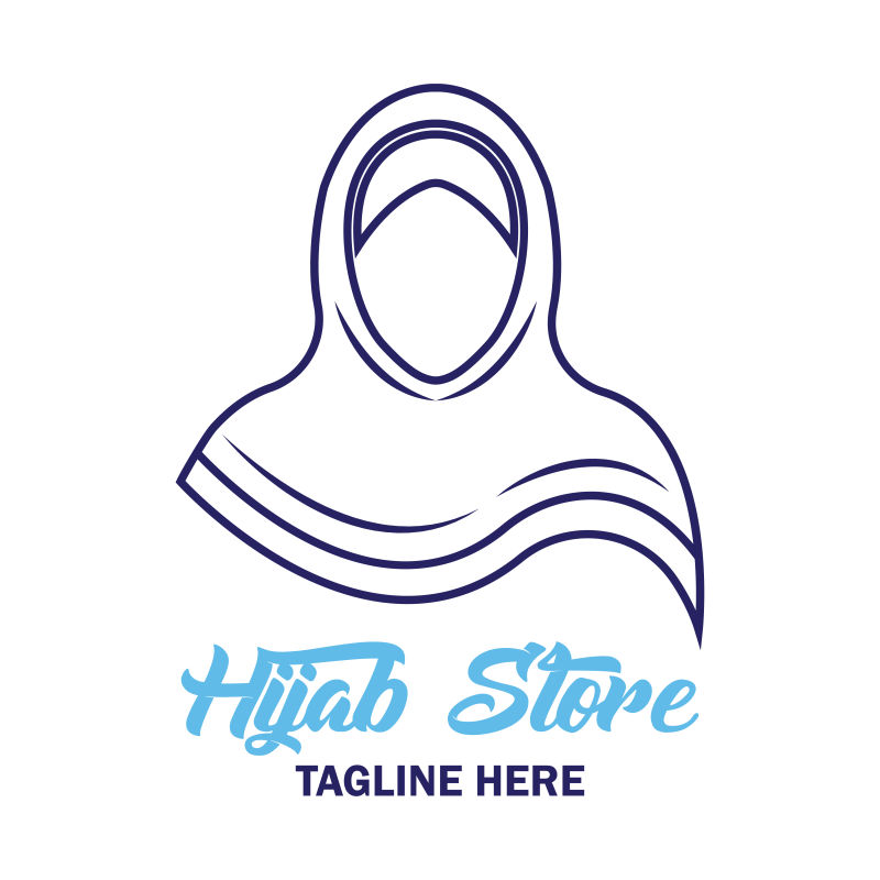 穆斯林妇女风格化的矢量符号-图标孤立在白色背景上-扁平式