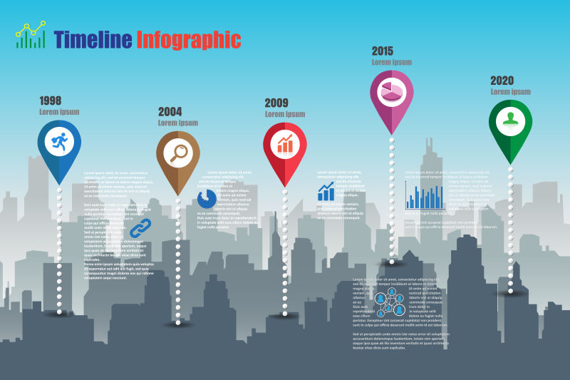 创意矢量现代时尚城市元素信息图表设计