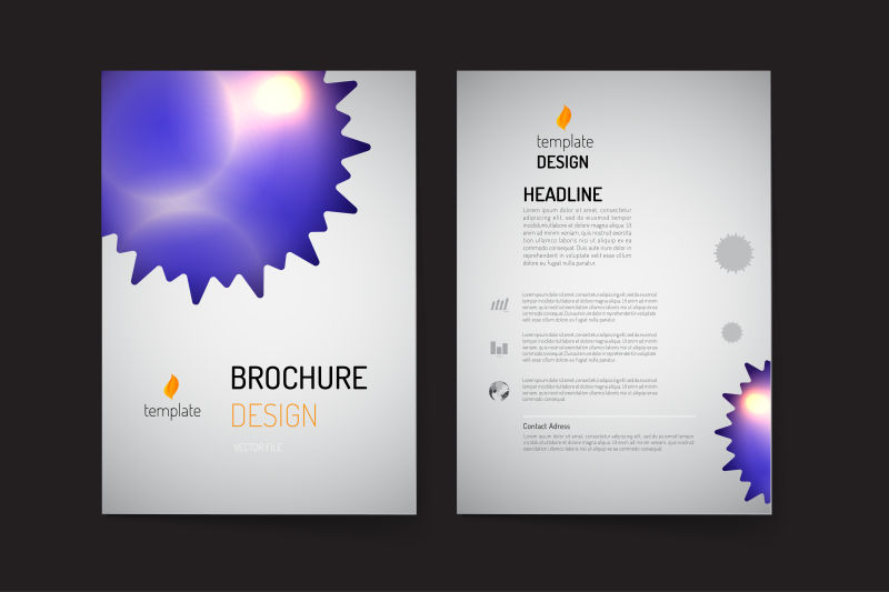 创意矢量现代紫色光芒元素的宣传单平面设计