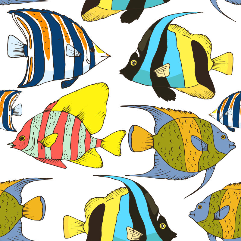 抽象矢量现代热带鱼元素装饰背景设计