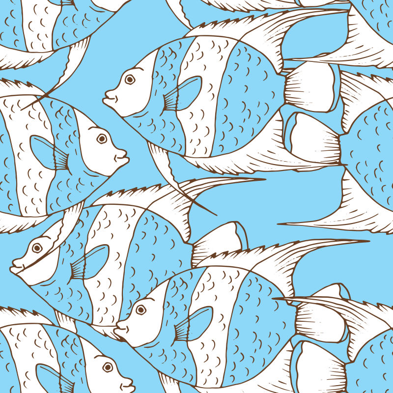 矢量创意现代热带鱼装饰无缝背景