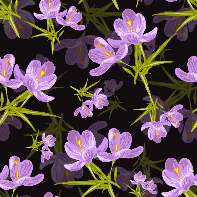 创意矢量现代紫色花卉装饰无缝背景设计