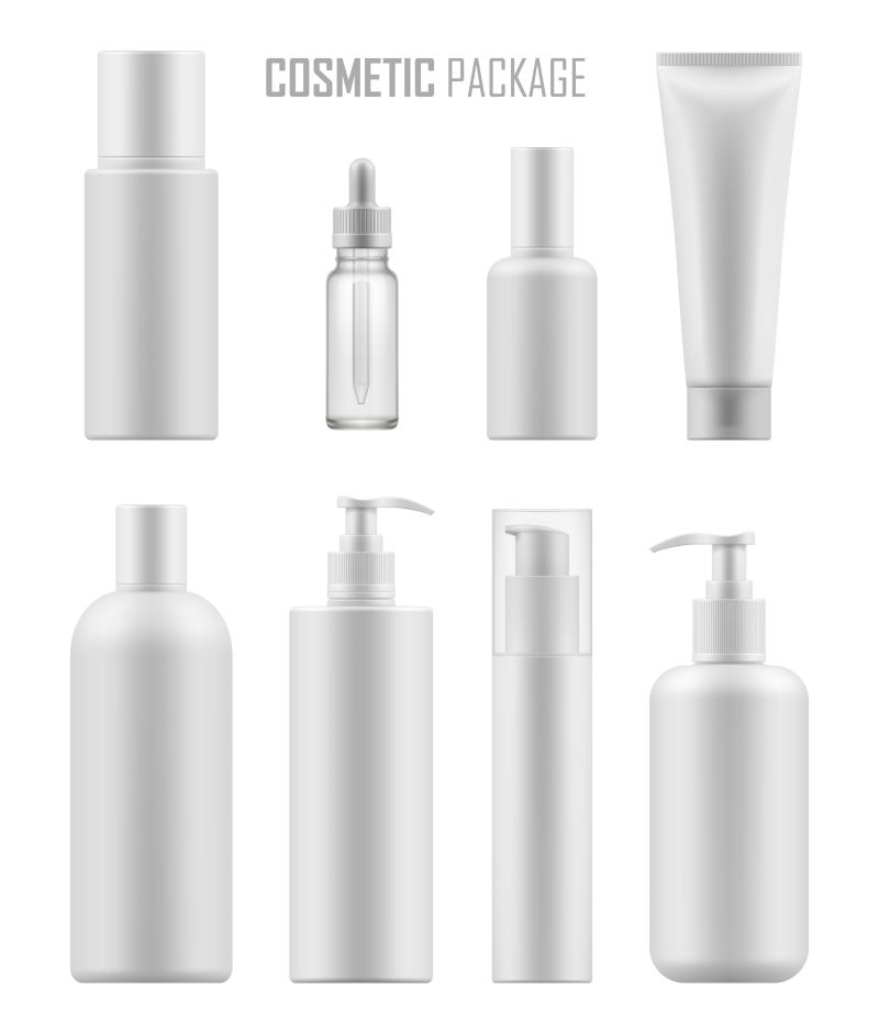 创意矢量现代白色化妆品包装瓶设计