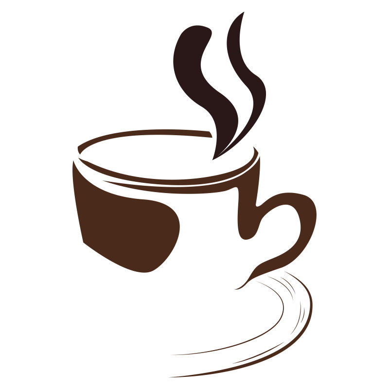 隔离抽象咖啡杯标志-矢量插图