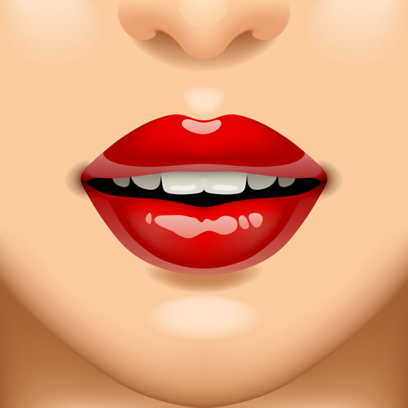 抽象矢量美丽的女性红唇插图设计