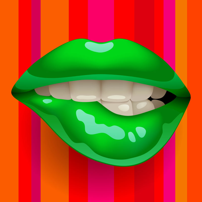 抽象矢量性感绿色嘴唇设计插图