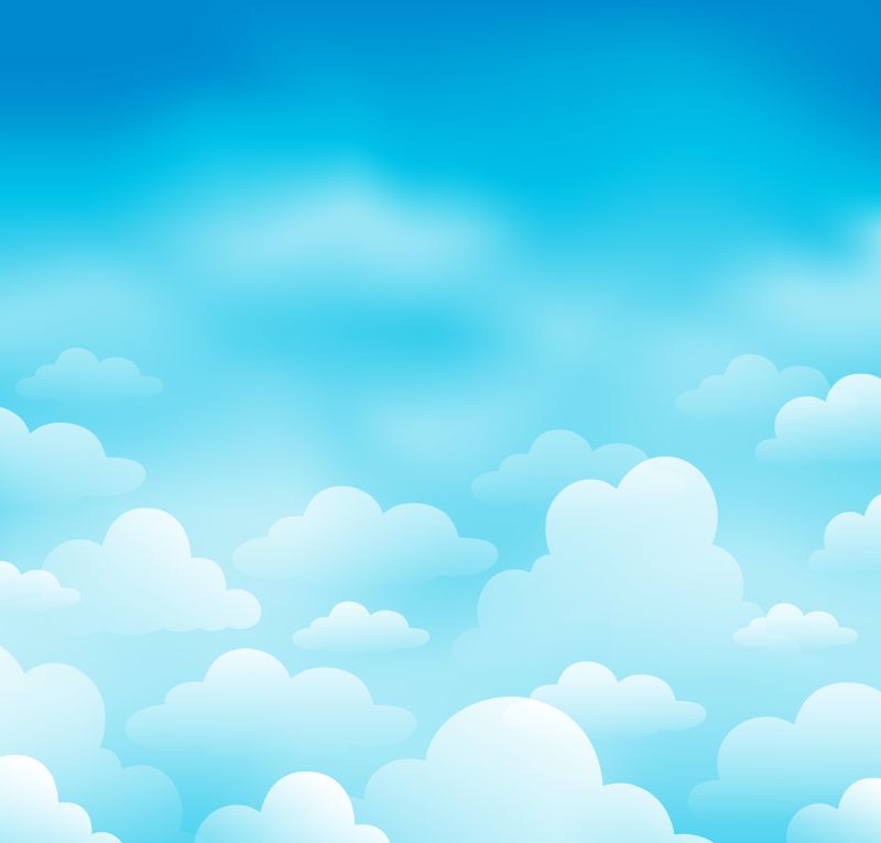 创意矢量现代手绘风格的蓝天白云插图设计