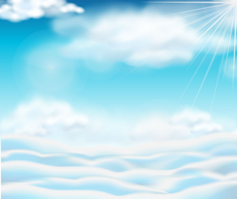 矢量明亮的蓝天白云设计插图