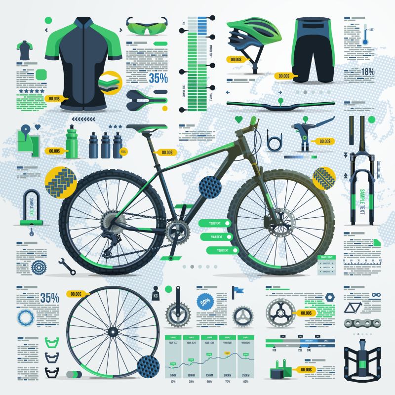 抽象矢量现代自行车比赛信息插图设计