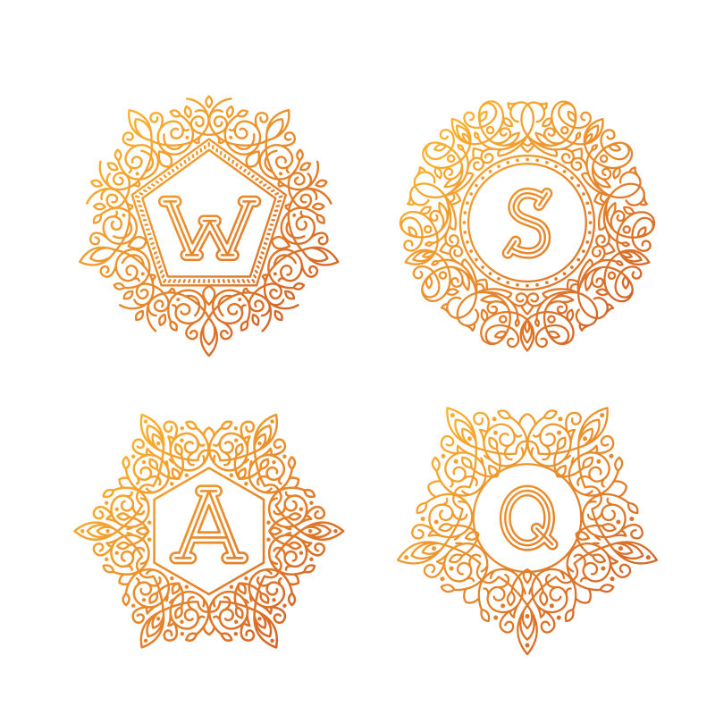 抽象矢量花纹装饰的字母标志设计合集