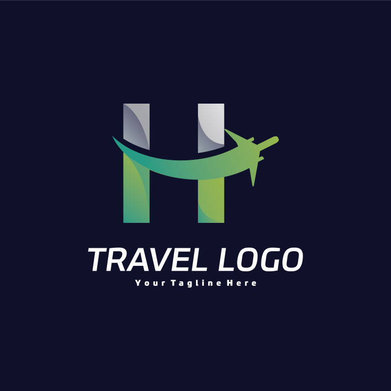 创意矢量字母h元素的旅游标志设计