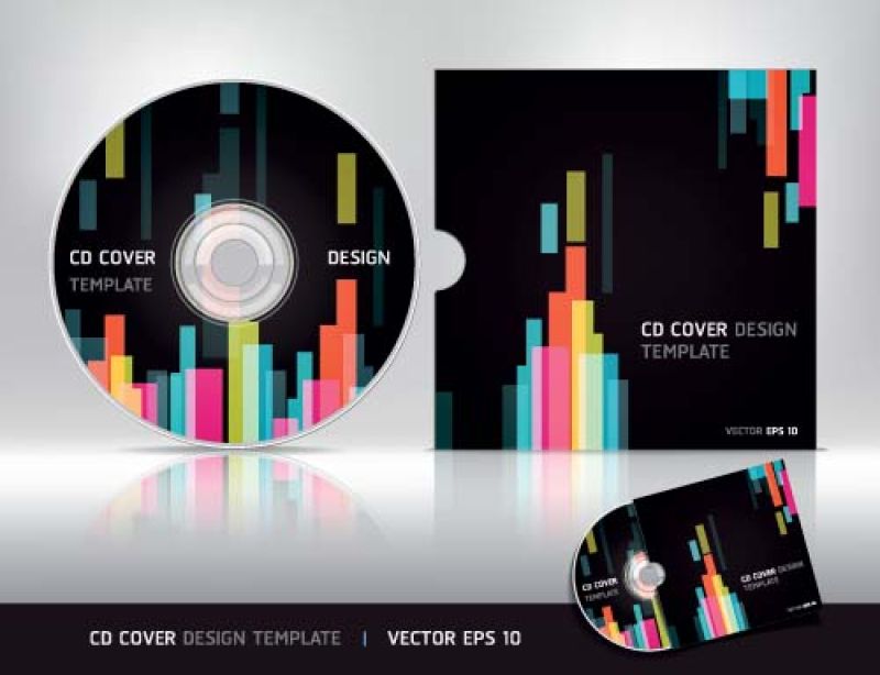 创意矢量彩色元素装饰的现代cd设计