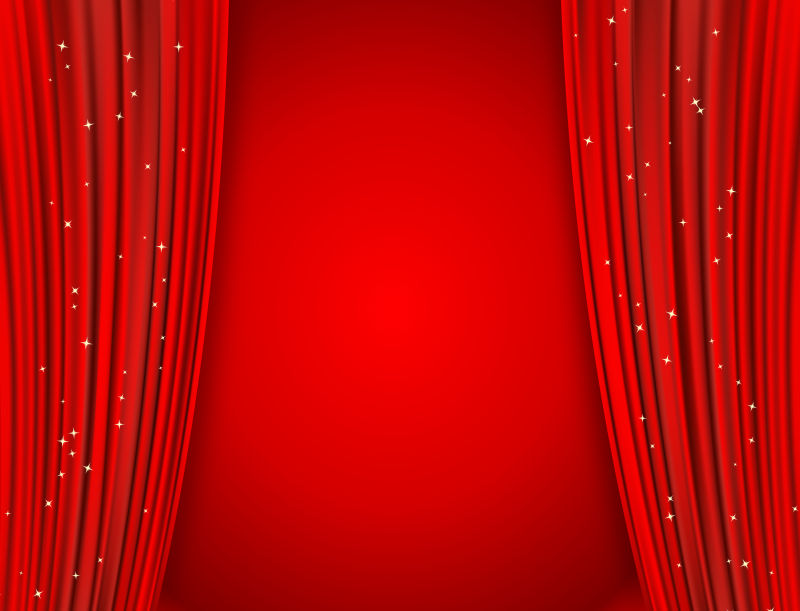 创意矢量红色幕帘元素舞台背景设计