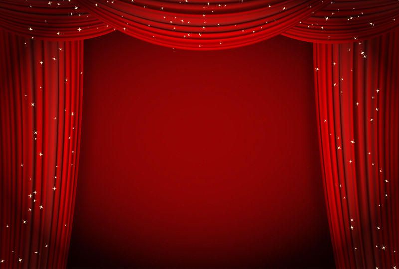 抽象矢量现代红色幕布元素时尚舞台背景设计