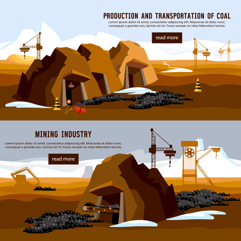 露天煤矿横幅挖掘机煤矿开采过程