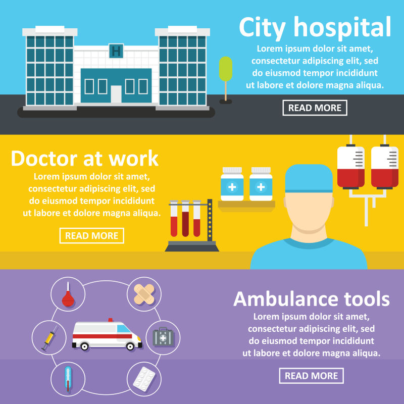 抽象矢量急救主题的横幅平面设计