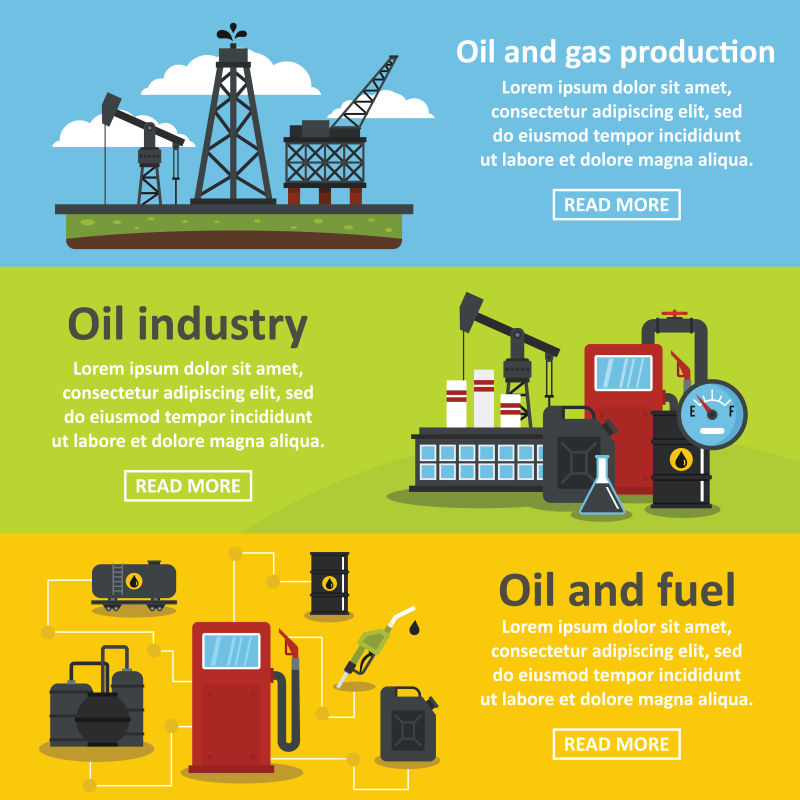 抽象矢量石油工业主题的横幅平面设计