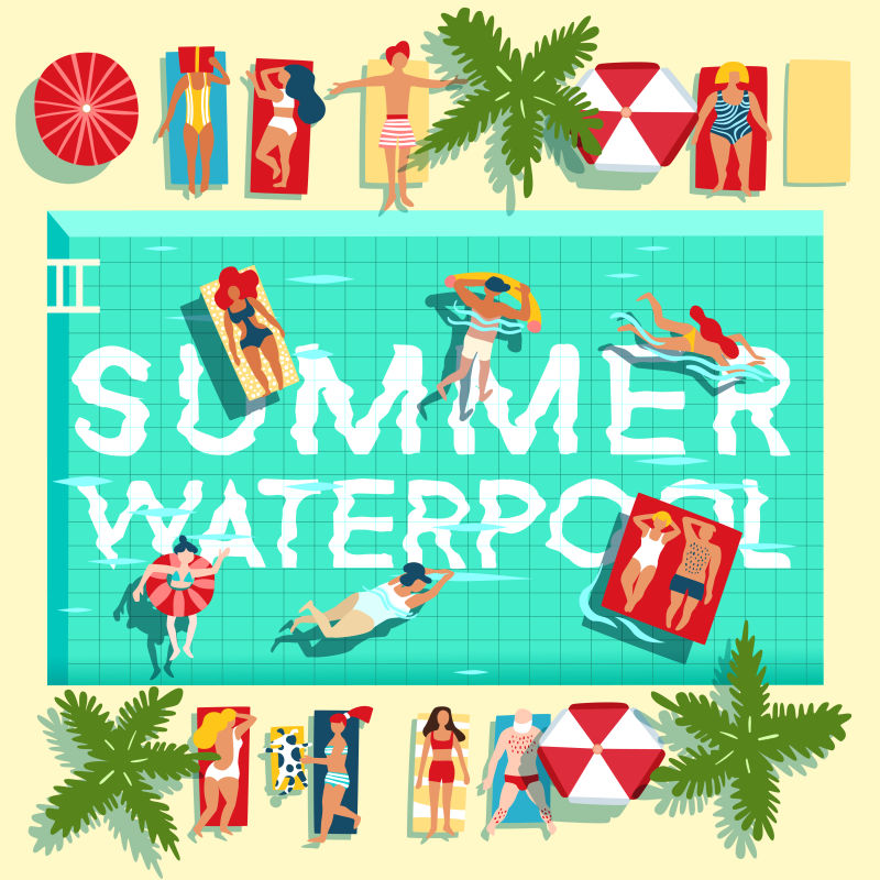 暑假游泳池平面海报