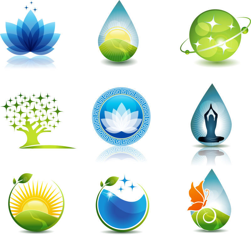 自然和保健符号-关于自然和健康主题的美丽概念-可以用作公司符号或其他用途-明亮醒目的设计