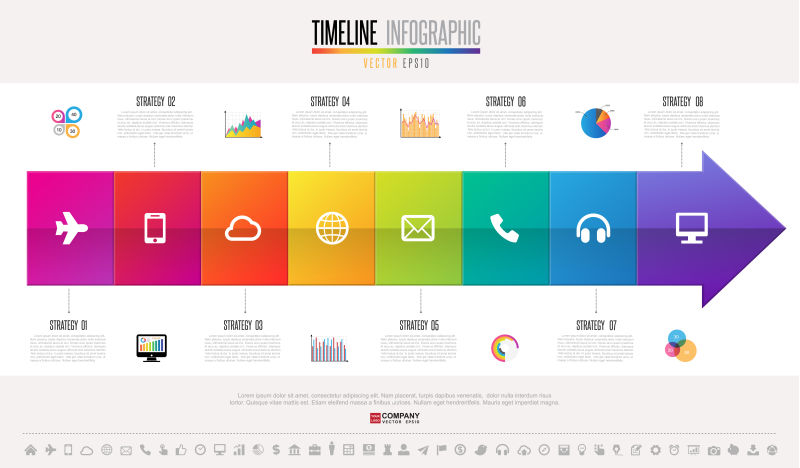 抽象矢量商业图标箭头信息图表设计