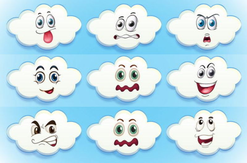 创意矢量现代有表情的白云插图设计
