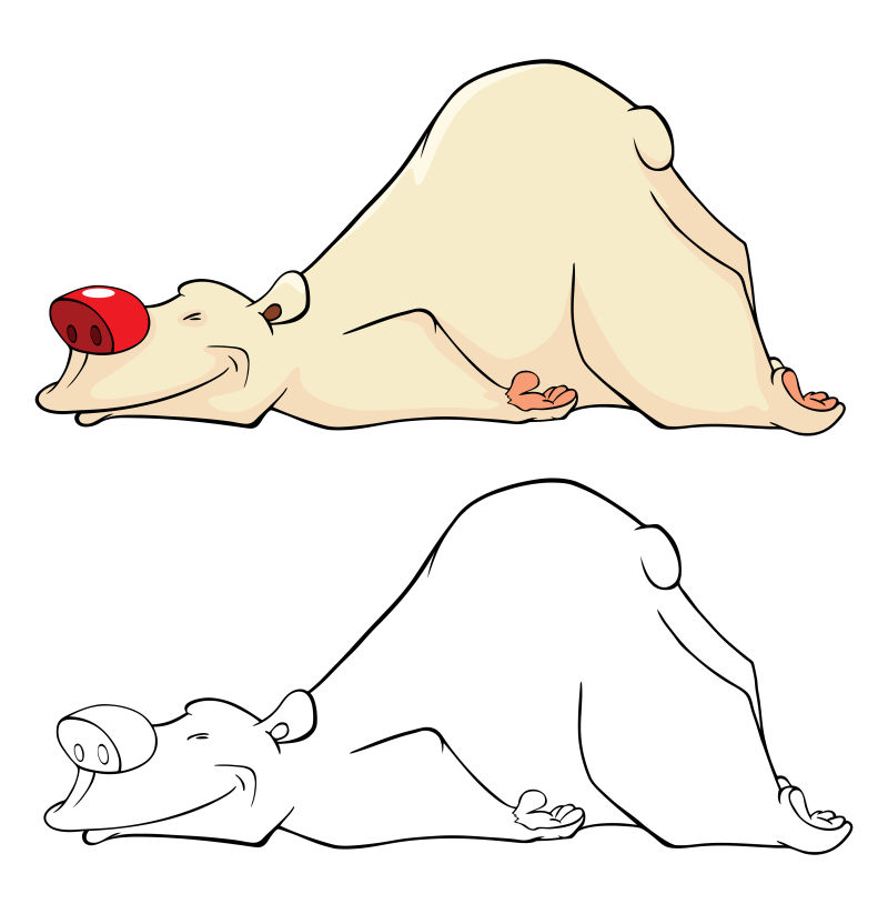 抽象矢量现代卡通北极熊插图设计