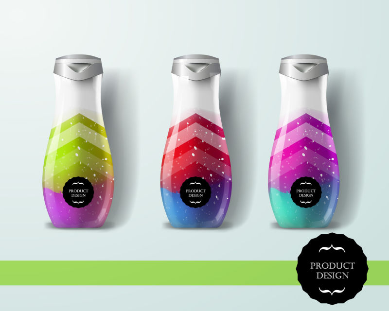 抽象矢量彩色瓶子包装设计