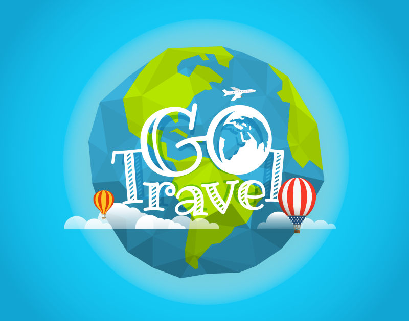 旅游矢量插图乘坐气球和飞机旅行