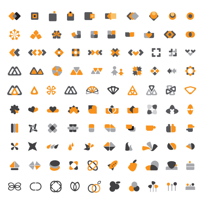 抽象矢量黄色灰色图标设计
