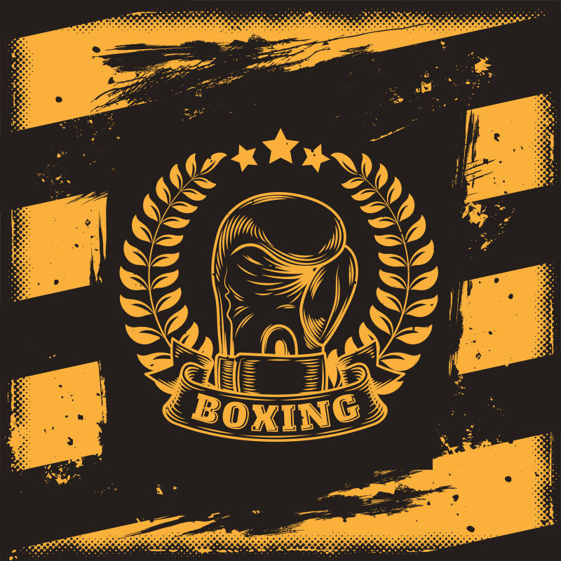 抽象矢量现代拳击俱乐部平面海报设计