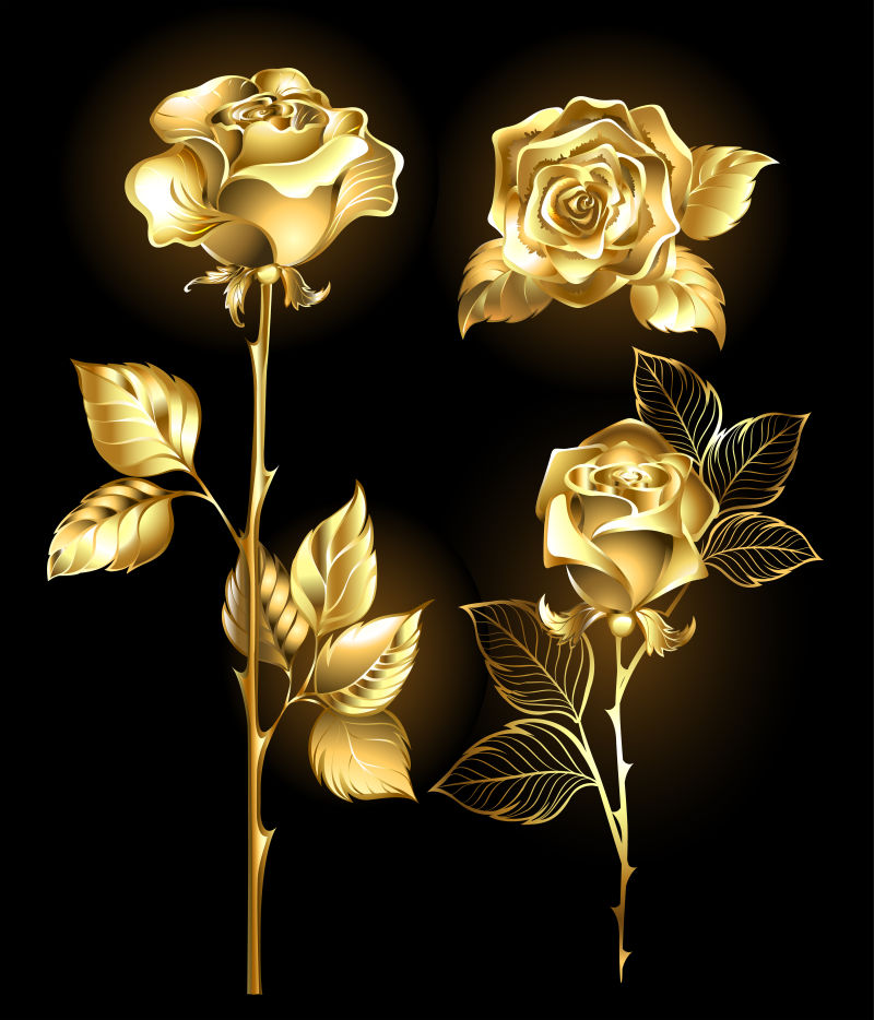 抽象矢量金色复古装饰玫瑰设计