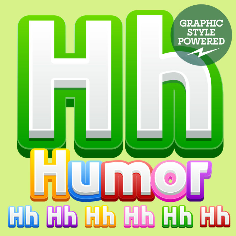 矢量可爱的儿童字母表集-包含不同的图形样式-字母H