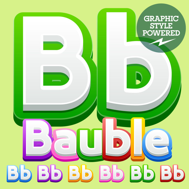 矢量可爱的儿童字母表集-包含不同的图形样式-字母B